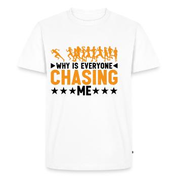 Pourquoi tout le monde me poursuit-il 7 - T-shirt Premium bio Homme - blanc - Devant - Nico (187cm)