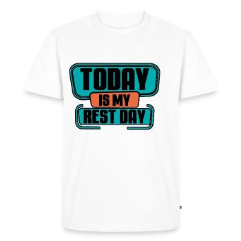 Aujourd’hui, c’est mon jour de repos 2 - T-shirt Premium bio Homme - blanc - Devant - Nico (187cm)