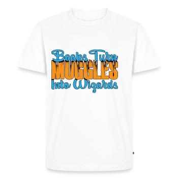 Books Turn Muggles Into Wizards 3 - Men's Premium Organic T-Shirt - white - Front - Nico (187cm)