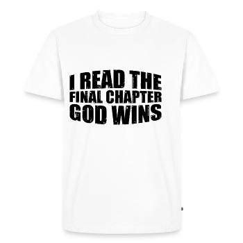 J’ai lu le dernier chapitre, Dieu gagne 3 - T-shirt Premium bio Homme - blanc - Devant - Nico (187cm)
