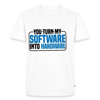 Vous transformez mon logiciel en matériel 9 - T-shirt Premium bio Homme - blanc - Devant - Nico (187cm)