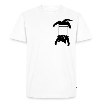 Cat in breast pocket - Men's Premium Organic T-Shirt - white - Front - Nico (187cm)