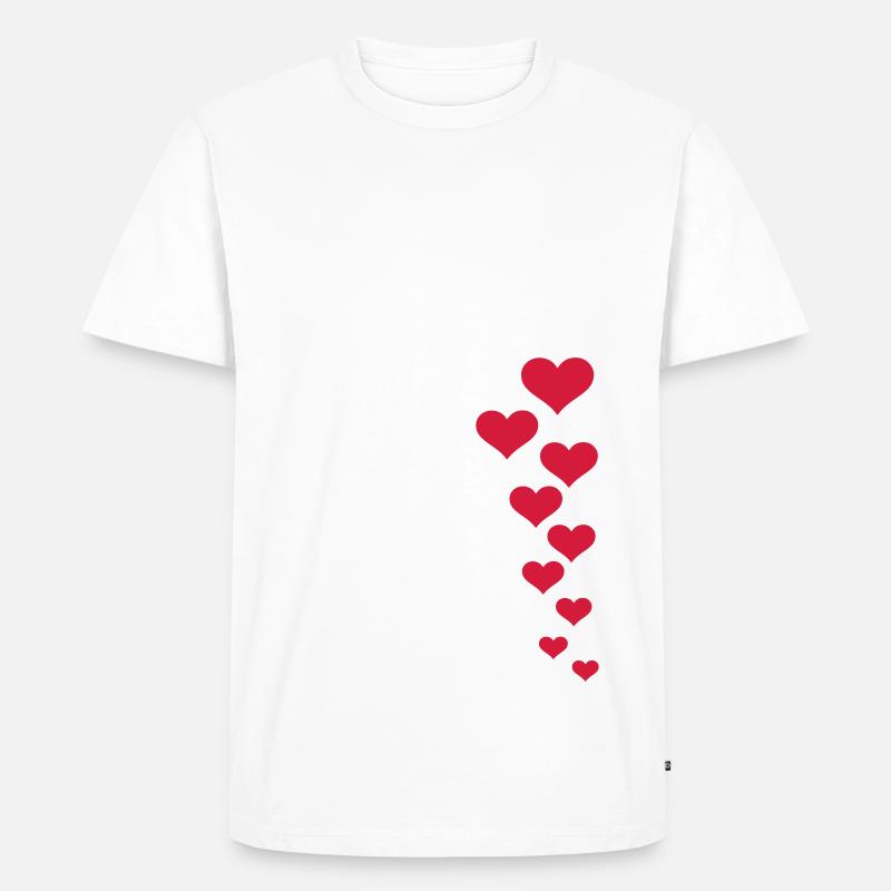 Herzen - Männer Premium Bio T-Shirt - Weiß