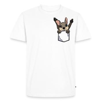 Mignon bébé wallaby en poche, kangourou kawaii Joey - T-shirt Premium bio Homme - blanc - Devant - Nico (187cm)