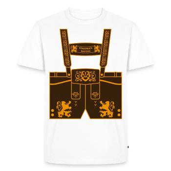 10 Pantalon en cuir Salopette royaume de Bavière - T-shirt Premium bio Homme - blanc - Devant - Nico (187cm)
