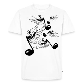 Dancing musical notes with wings music symbol gift - Men's Premium Organic T-Shirt - white - Front - Nico (187cm)