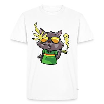 Cat Marijuana Weed Joint Kiffener Reggae Gift - Men's Premium Organic T-Shirt - white - Front - Nico (187cm)