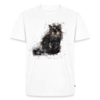 Chat aquarelle noir - T-shirt Premium bio Homme - blanc - Devant - Nico (187cm)