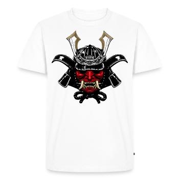 Samuarimaske1 - Men's Premium Organic T-Shirt - white - Front - Nico (187cm)