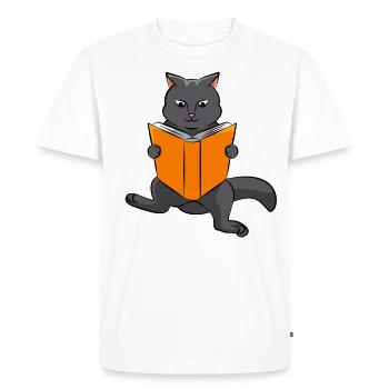Cat Kitten Book Read Bookworm Gift - Men's Premium Organic T-Shirt - white - Front - Nico (187cm)