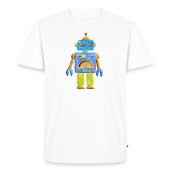 Hey Robot Robot Vintage - T-shirt Premium bio Homme - blanc - Devant - Nico (187cm)