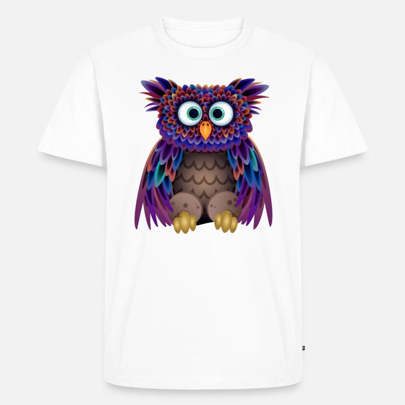Die bunte Eule - Männer Premium Bio T-Shirt - Weiß