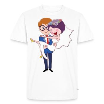 Mariage couple mariage - T-shirt Premium bio Homme - blanc - Devant - Nico (187cm)
