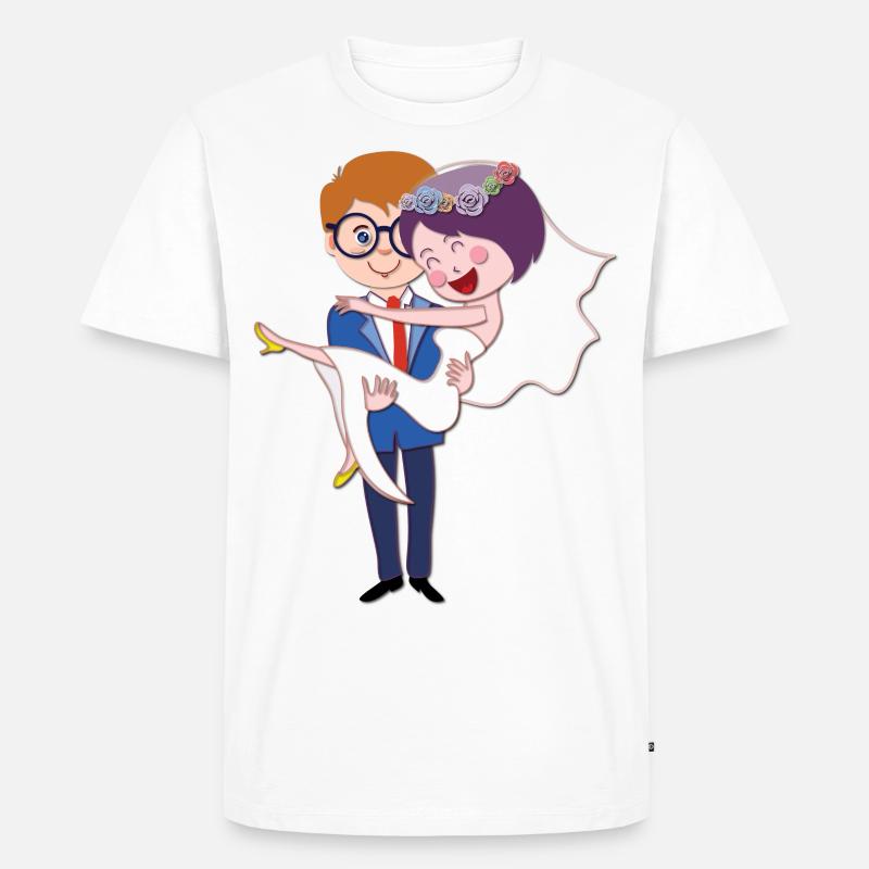 Hochzeit Ehepaar Heirat - Männer Premium Bio T-Shirt - Weiß