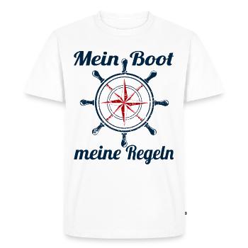 Capitaine Skipper - Mon bateau mes règles - T-shirt Premium bio Homme - blanc - Devant - Nico (187cm)
