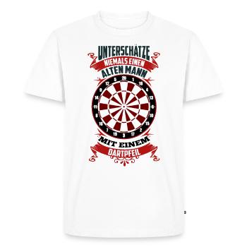 Old Man Dart Dart Darter Dart Saying Funny - Men's Premium Organic T-Shirt - white - Front - Nico (187cm)