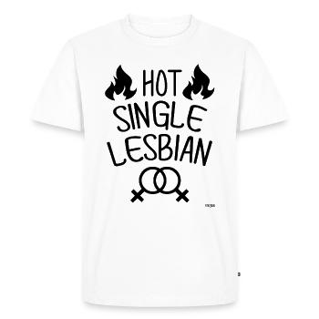 LGBT femme lesbienne célibataire gay chaud cadeau - T-shirt Premium bio Homme - blanc - Devant - Nico (187cm)