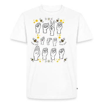 Langue Des Signes Langue Des Signes Sauvez Les Abeilles - T-shirt Premium bio Homme - blanc - Devant - Nico (187cm)