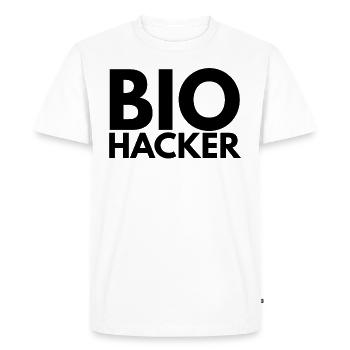 bio hacker - Men's Premium Organic T-Shirt - white - Front - Nico (187cm)