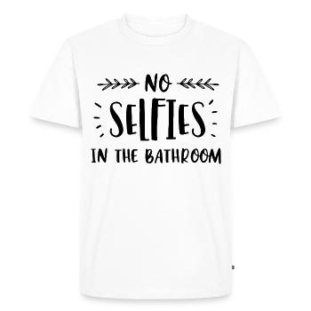 Pas de selfies dans la salle de bain - Pas de selfies dans la salle de bain - T-shirt Premium bio Homme - blanc - Devant - Nico (187cm)