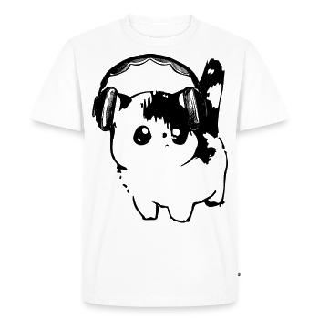 Chat avec écouteurs - T-shirt Premium bio Homme - blanc - Devant - Nico (187cm)