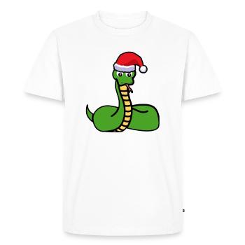 Serpent de Noël avec muetze cadeau - T-shirt Premium bio Homme - blanc - Devant - Nico (187cm)