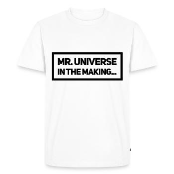 Funny Mr. Universe gym shirt de gym - T-shirt Premium bio Homme - blanc - Devant - Nico (187cm)
