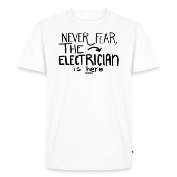 Aide d'électricien effrayé - T-shirt Premium bio Homme - blanc - Devant - Nico (187cm)