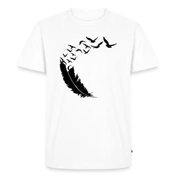 Essaim d’oiseaux - Plume - Art - T-shirt Premium bio Homme - blanc - Devant - Nico (187cm)