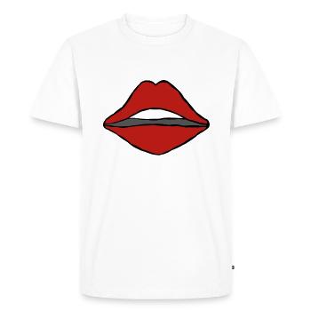 Mouth gift lips kiss tongue teeth mouth red - Men's Premium Organic T-Shirt - white - Front - Nico (187cm)