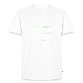Je suis un mec simple j'aime la pêche - T-shirt Premium bio Homme - blanc - Devant - Nico (187cm)