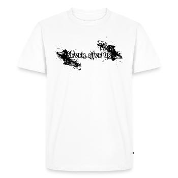 never give up - T-shirt Premium bio Homme - blanc - Devant - Nico (187cm)
