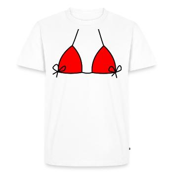 Roter Bikini Strand BH Kostüm Karneval Fasching - Männer Premium Bio T-Shirt - Weiß - Vorne - Nico (187cm)