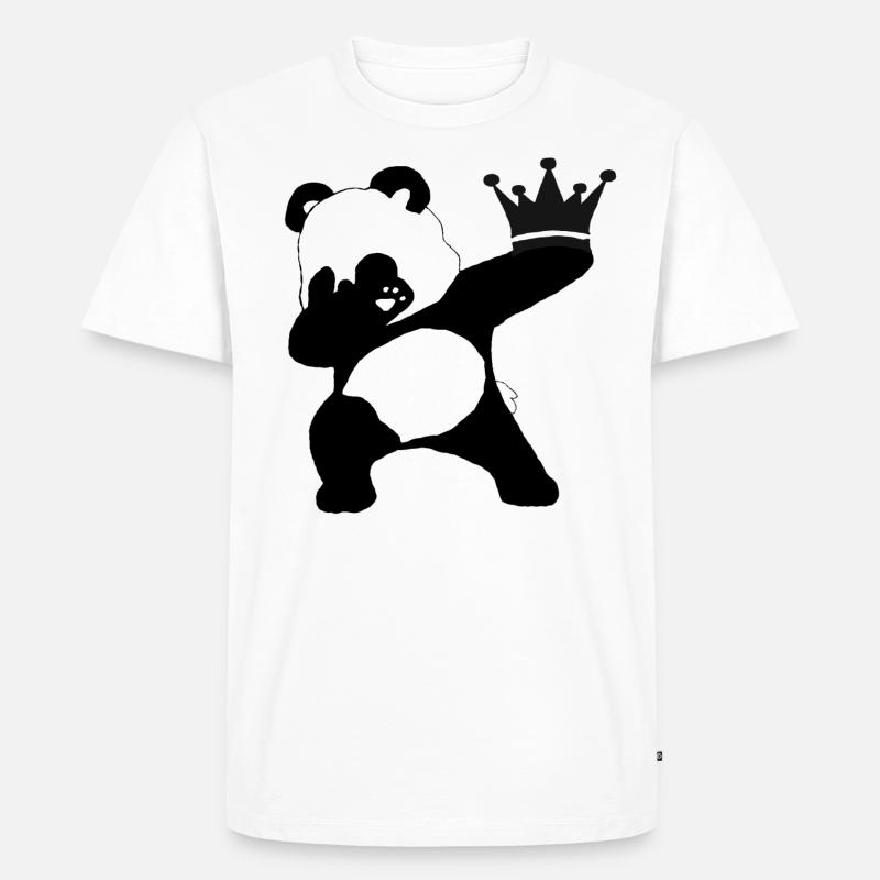 dabbing Panda Krone - Männer Premium Bio T-Shirt - Weiß