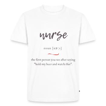 Infirmière (infirmière) édition alambiquée - T-shirt Premium bio Homme - blanc - Devant - Nico (187cm)