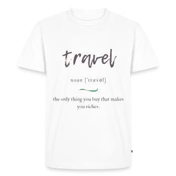 Édition alambiquée de voyage - T-shirt Premium bio Homme - blanc - Devant - Nico (187cm)