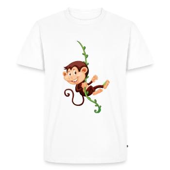 drôle de petit singe balançant à Liane - T-shirt Premium bio Homme - blanc - Devant - Nico (187cm)