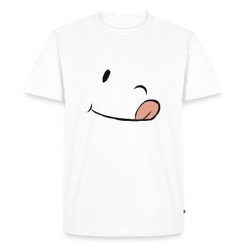 Winking and tongue-in-cheek face gift - Men's Premium Organic T-Shirt - white - Front - Nico (187cm)