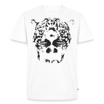 Jaguar tête de couleur grise - T-shirt Premium bio Homme - blanc - Devant - Nico (187cm)