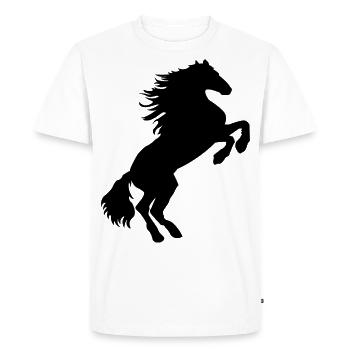 étalon noir - chemise de cheval noir &sweat à capuche - T-shirt Premium bio Homme - blanc - Devant - Nico (187cm)