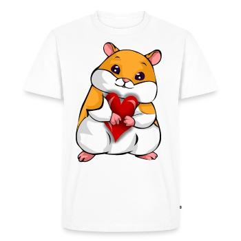 Hamster with a heart, cute golden hamster T shirt - Men's Premium Organic T-Shirt - white - Front - Nico (187cm)