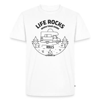 La vie bascule quand votre maison roule - T-shirt Premium bio Homme - blanc - Devant - Nico (187cm)
