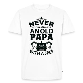 Never understimate an old papa with a jeep - T-shirt Premium bio Homme - blanc - Devant - Nico (187cm)
