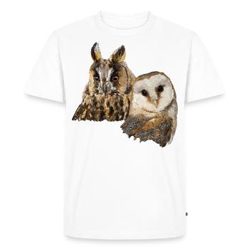 Chouette et hibou - T-shirt Premium bio Homme - blanc - Devant - Nico (187cm)