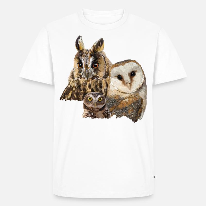 Eulen - Männer Premium Bio T-Shirt - Weiß