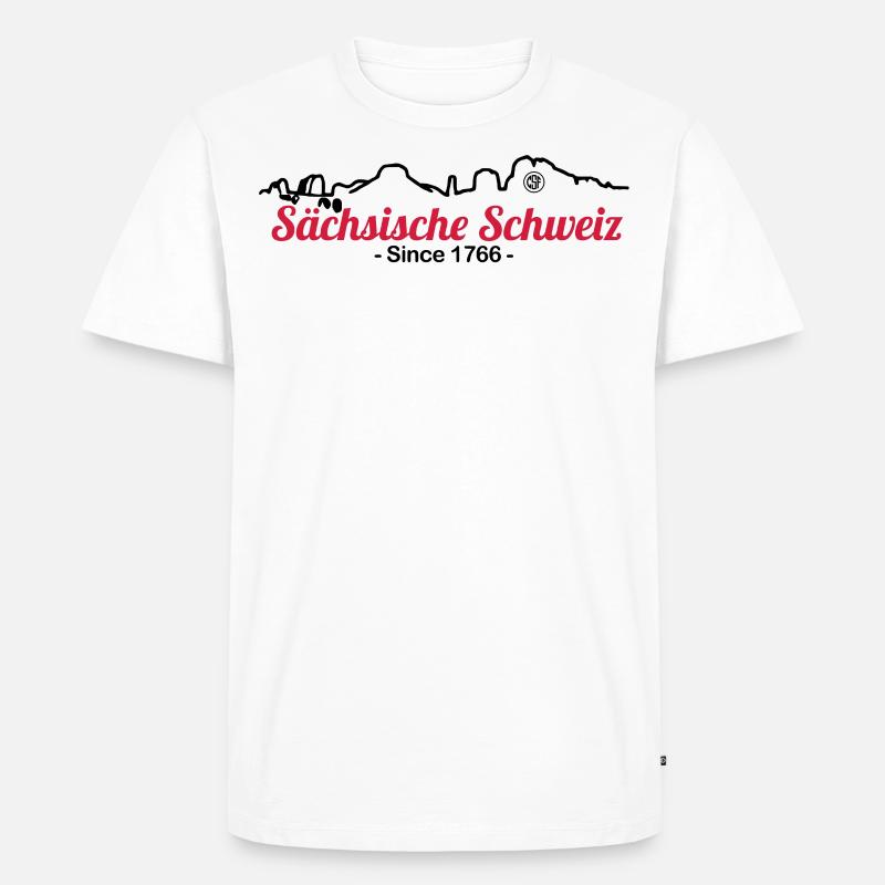 Sächsiche Schweiz - Skyline - Männer Premium Bio T-Shirt - Weiß
