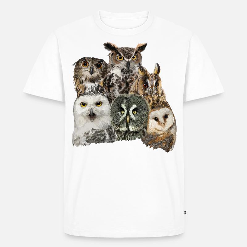 Eulen - Männer Premium Bio T-Shirt - Weiß
