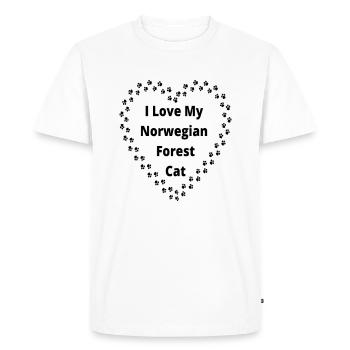 J'aime mes empreintes de pattes de chat des forêts norvégiennes - T-shirt Premium bio Homme - blanc - Devant - Nico (187cm)