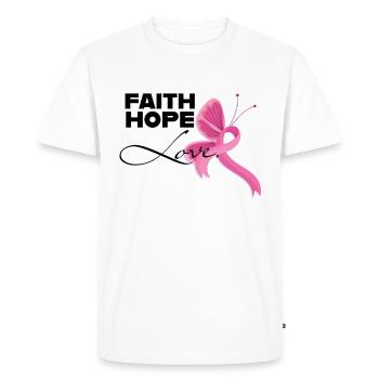 Foi espoir amour cancer du sein femmes ruban - T-shirt Premium bio Homme - blanc - Devant - Nico (187cm)