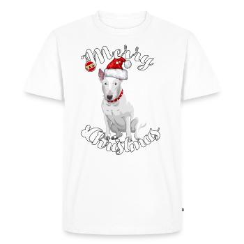 Cadeau de Noël Bull Terrier Noël drôle - T-shirt Premium bio Homme - blanc - Devant - Nico (187cm)